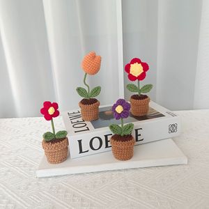 Pequeña Flor Artificial Tejida a Crochet en Maceta, Decoración Creativa, Adorno de Regalo, Bonito - Product Image 4