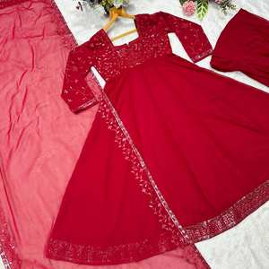 Ensemble de costume Anarkali brodé en marron pour femmes Unity Luxure, élégant pour les fêtes et les mariages - Product Image 6