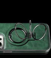 Étui de téléphone magnétique en cuir de luxe électroplaqué TPU avec support anneau pour iPhone 18 PRO MAX 17 Pro 16 15