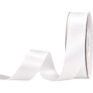 Cintas de Satén Blancas de Doble Cara de Alta Tenacidad de Lujo de 1 Pulgada, Rollos de Cinta Tejida en 196 Colores, 100% Poliéster, Color Sólido para Bodas - Product Image 1