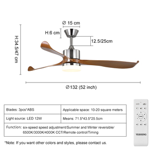 C261 52 Inch Quạt Trần Với Ánh Sáng <span class=keywords><strong>Kit</strong></span> Với Điều Khiển Từ Xa 3-Blades ABS Fan Ánh Sáng - Product Image 2