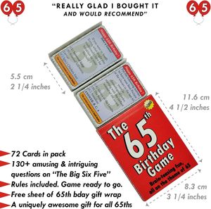 GoForItGames.com Cartes de quiz pour le 65e anniversaire - Cartes en PVC divertissantes, 3 réponses par question, 2 joueurs, personnalisables pour le plaisir - Product Image 4