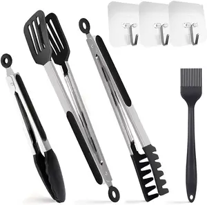 4 Pack Silicone Cozinhar Cozinha Pinças Para Cozinhar Com Dicas De Silicone, Antiaderente BBQ Grelhar Pinças De Cozinha/Comida Tong