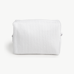 Bolsa de Maquillaje de Viaje con Cierre y Logotipo Personalizado de Fábrica, Bolsa de Cosméticos de Algodón Suave Clásico con Diseño de Waffle para Mujer - Product Image 6