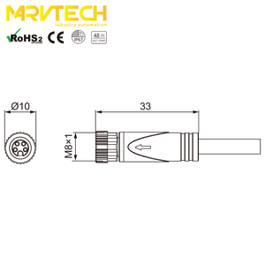 Connecteur circulaire industriel IEC pré-moulé SAF4-2/PN27 IP67 pour câble PVC PUR, étanche, fourni par l'usine - Product Image 5