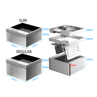 Boîte de sol encastrée ZDR-130AB OEM&ODM en acier inoxydable, dissimulée, EU UK Schuko US AU, module de prise de courant horizontale à 2 prises