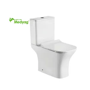 Medyag quadrato in ceramica a due pezzi WC pavimento Inodoro Rimless Wash Down cassetta alta e bassa Toilette