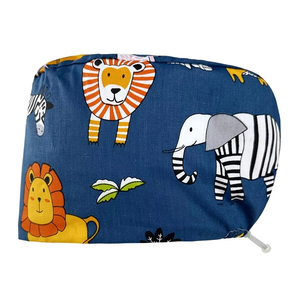 Bonnet bouffant jetable coloré avec ouverture pour queue de cheval, couvre-cheveux longs, imprimé dessin animé, avec boutons - Product Image 5