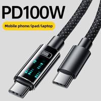 Câble USB Type-C vers C avec affichage numérique LED, charge rapide PD 240W, tressé en nylon, cuivre pur pour mobile et ordinateur portable