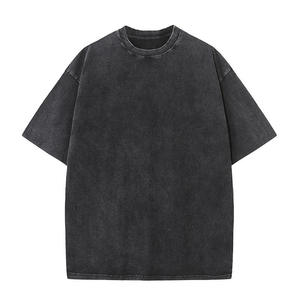 Nuova T-shirt da uomo in cotone 100% a maniche corte, spessa, lavorata a maglia, oversize, con spalle scese, girocollo, lavabile, tinta unita, 240g - Product Image 2