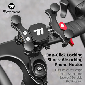 <span class=keywords><strong>Support</strong></span> de téléphone pour vélo WEST BIKING en aluminium antichoc, rotation à 360°, fixation rapide, pour <span class=keywords><strong>VTT</strong></span>, vélo de route, moto - Product Image 1