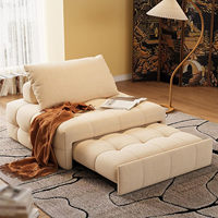 Canapé-lit multifonctionnel carré moderne, fauteuil convertible avec longueur réglable, rembourrage en éponge pour salon