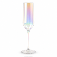 Verres à pinte irisés en verre sodocalcique pour mariage, fête, ensemble de verrerie de bar nacrée arc-en-ciel, fabrication artisanale de luxe