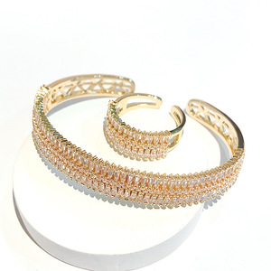 Lisa Yunxi Geometric Zircon <b>Bangle</b> <b>Set</b> Gold And White Micro Insert Women's Jewelry Anniversary Gift - Product Image 5