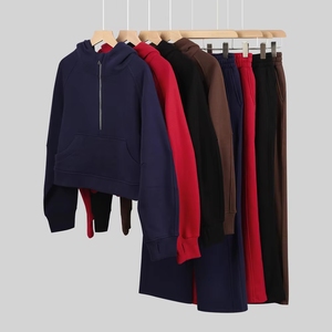 Conjuntos de Roupas Femininas Personalizadas com Logo, 2 Peças, Suéteres com Gola e Zíper, Calças de Perna Larga, Conjuntos de YOGA - Product Image 6