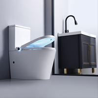 WC intelligent électrique automatique pour salle de bain, cuvette de toilette connectée à poser au sol avec télécommande et siphon en P