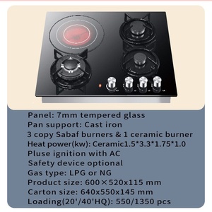 4 Burner Gas Electric Cooker Stainless Steel Surface Built-In Temperature Control Solar Battery for Outdoor Household Use - Product Image 4