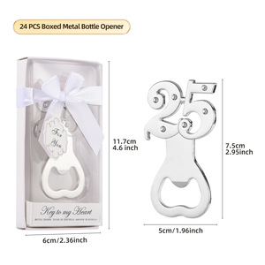 Apribottiglie in Lega di Zinco Numero 25, Regalo per 25° Anniversario di Matrimonio, <span class=keywords><strong>Compleanno</strong></span>, Diwali, Feste, Confezione Regalo, Ritorno a Scuola, Halloween - Product Image 2