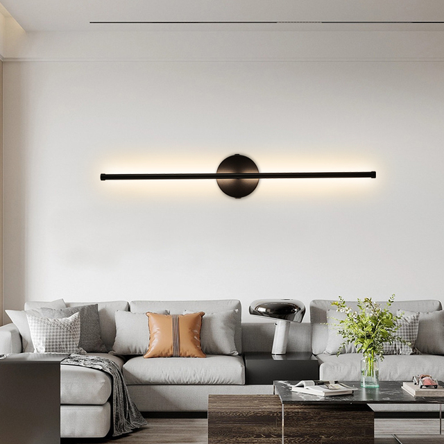 Modern Style Indoor LED Linear Wall Lamp with Remote Control Dimmable 3000-6000K Color Temp Iron+Acrylic Construction