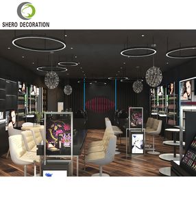 Décoration intérieure luxueuse de boutique de cosmétiques, style doré, design de mobilier de boutique de cosmétiques avec des présentoirs de maquillage en métal - Product Image 5