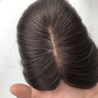 AU Haute Qualité Cheveux Indiens Remy 3.2x4.8'' Base en Dentelle de Soie Clipsables Toppers Noir Naturel & Brun Foncé 12'' pour Femmes