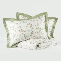 OLIVEHOME Ensemble de couette réversible écologique et biologique avec motif végétal moderne, utilisable toute l'année, 100% fibre de polyester