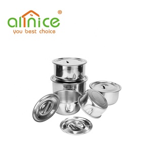 Ensemble de casseroles et poêles à 5 pièces, en acier inoxydable 410, multi-usage, avec couvercle, vaisselle de cuisine, offre spéciale - Product Image 1