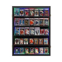 Vitrine d'exposition lumineuse LED verrouillable à 35 emplacements pour cartes de sport, avec support mural en bois et plexiglas, pour collection de cartes à collectionner classées