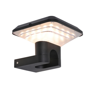 Applique Murale Carrée Solaire à LED en Aluminium Moulé sous Pression et Polycarbonate, Détection Crépusculaire Automatique, Extérieur, Garantie 3 Ans, Étanche, 360°, pour Patio et Jardin - Product Image 1