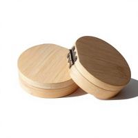Palette de fards à paupières magnétique ronde naturelle, boîte cosmétique en bois de bambou