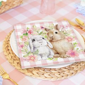 Serviettes <span class=keywords><strong>en</strong></span> <span class=keywords><strong>papier</strong></span> de Pâques Lapin Fleur Serviettes à déjeuner Serviettes à dîner pour les fournitures de fête de vacances de printemps - Product Image 4