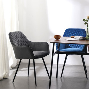 Fabric <strong>Dining</strong> <strong>Chairs</strong> Velvet Armchair Stylish <strong>Tub</strong> <strong>Chairs</strong> with Black Legs Upholstered Seat for Living Room/Kitchen - Product Image 1