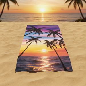 Telo Mare Personalizzato Stile Veneziano YABEE, Asciugatura Rapida, Oversize, Stampa Tramonto Palma, Anti-Sabbia, Super Assorbente - Product Image 3
