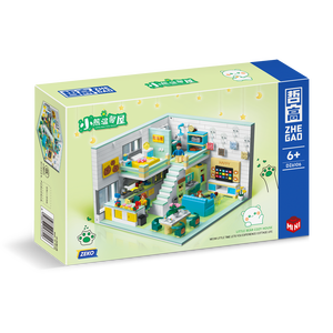 Mainan blok bangunan rumah beruang kecil hangat, Model kreatif plastik anak-anak blok bangunan lanskap jalanan - Product Image 2