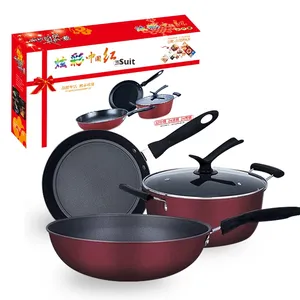 Set di Pentole Antiaderenti in Acciaio Inox a Tre Pezzi per Uso Domestico Compatibile con Fornelli a Gas e a Induzione Padella - Product Image 1