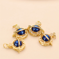 Nouveau Pendentif en Laiton avec Zircon Cubique Design Planètes 2026, Breloque Émail Bleu pour Fournitures de Bijoux DIY Colliers Bracelets