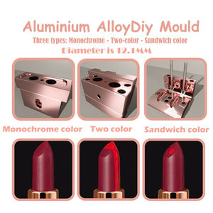 QFW ذهبي وردي 2/تجويف أحمر شفاه من الألومنيوم مرطب شفاه ثلاثة ألوان أحمر شفاه من الألومنيوم قالب أحمر شفاه من الألومنيوم ، قالب أحمر شفاه تصنعه بنفسك - Product Image 4