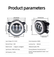 Phare antibrouillard LED pour moto et voiture avec anneau Angel Eye et lentille, pour conversion
