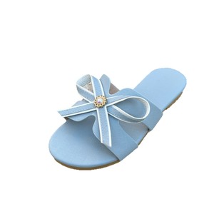 Summer Women Outdoor Slippers Handicraft Flat Slide Sandals <b>With</b> Contrast Edge <b>Bow</b> And Pearl Decor Daily Casual Footwear - Product Image 4