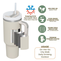 Mug de voyage isotherme en acier inoxydable coloré Beauchy Vacuum Metal Cup 40oz avec poignée, couvercles et paille