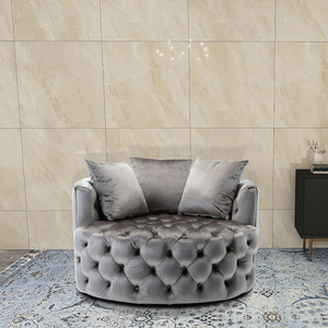 Sofá giratorio de tela de terciopelo de acero inoxidable para el hogar, muebles modernos de Hotel - Product Image 2