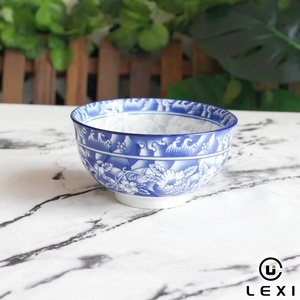 Bol en porcelaine rond LEXI durable de 5,5 pouces, motif floral bleu chinois, origine Guangdong, pour la maison, les restaurants et les hôtels - Product Image 3
