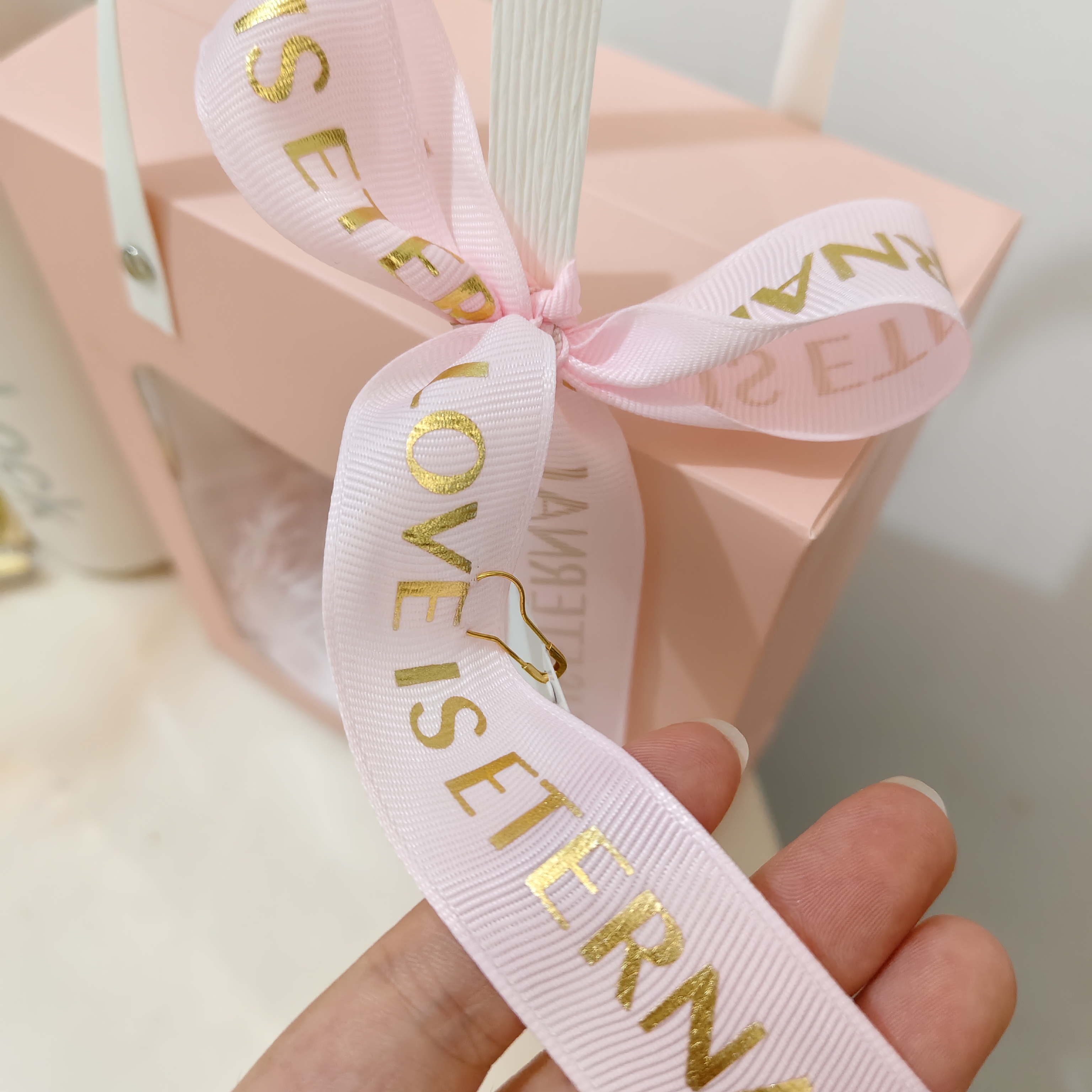 Custom Ribbon Foil Printed Gold Gift Wrap Bow Ribbon Custom Ribbon with logo
