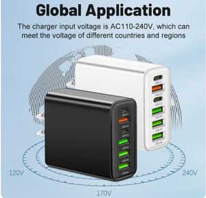 65W 3.1A 2 Type-c PD 4USB Fast Charging Quick Charger 6-port Travel Wall <b>Adapter</b> for Apple for Samsung for Xiaomi for Huawei - Product Image 6