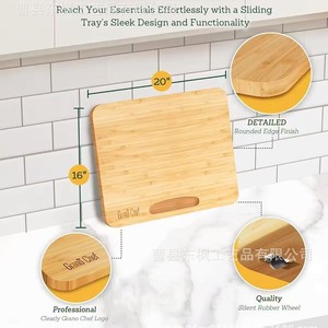 Grand Chef <b>Wooden</b> <b>Coffee</b> <b>Machine</b> Base 40x30cm Solid Bamboo Desktop Appliance Tray for Kitchen Use - Product Image 5