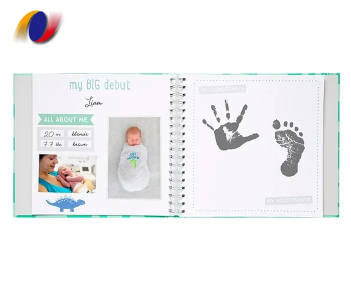 Bedrukking Genaaid Binding Baby Eerste Jaar Geheugen Fotoalbum Journal Memory Boeken