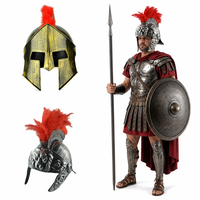 Casque Spartan en Gros, Coiffe de Guerrier Romain Gladiateur avec Plumes, Accessoire de Fête pour Halloween et Événements Médiévaux Cosplay