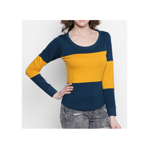 Camiseta ajustada a la moda para mujer, Top elegante disponible en precio de mercado, Color amarillo y azul - Product Image 5