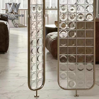 Paravents en verre LED OEM pour la maison, le hall d'hôtel, écran de séparation, design luxueux, acier inoxydable, projet d'ingénierie