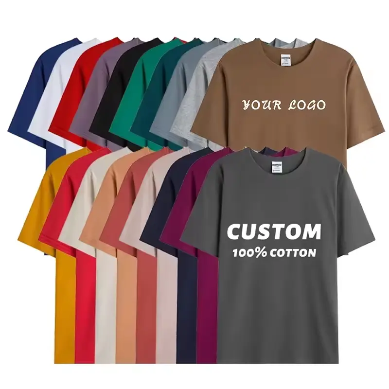 Groothandel Custom Uw Merk Logo 100% Katoenen Tshirt Blanco Mannen T-Shirt Effen Casual Heren T-Shirts